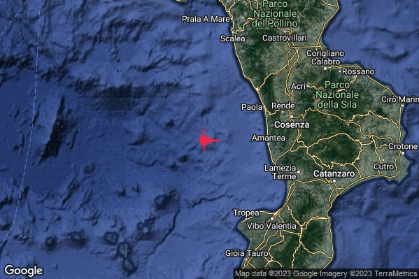 Leggero Terremoto M3.0 epicentro Tirreno Meridionale (MARE) alle 17:44:51 (15:44:51 UTC)