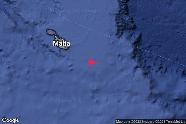 Leggero Terremoto M2.9 epicentro Malta [Sea] alle 22:56:48 (20:56:48 UTC)