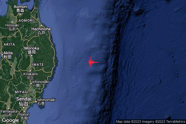 Violento Terremoto M6.2 epicentro Off east coast of Honshu Japan [Sea: Japan] alle 00:48:24 (22:48:24 UTC)