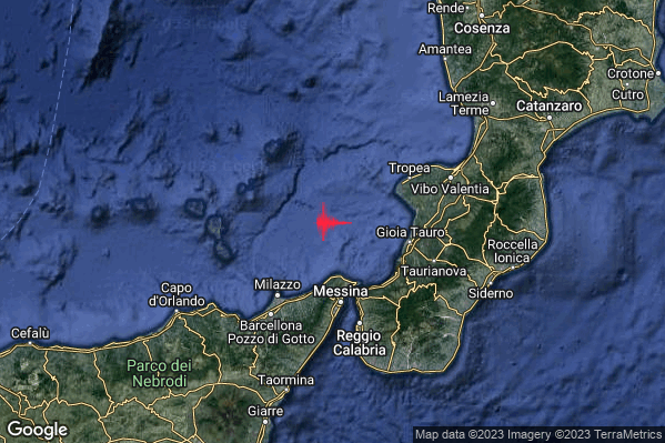 Lieve Terremoto M2.1 epicentro Tirreno Meridionale (MARE) alle 08:09:06 (06:09:06 UTC)