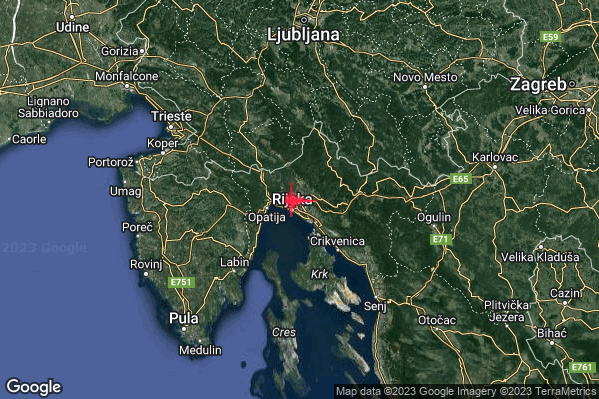 Debole Terremoto M2.6 epicentro Costa Croata Settentrionale (CROAZIA) alle 09:16:16 (07:16:16 UTC)