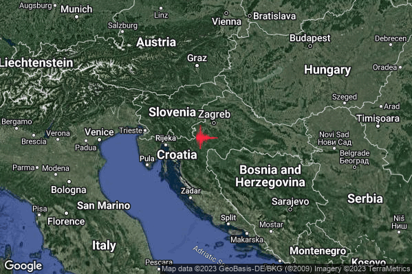 Leggero Terremoto M3.0 epicentro Croatia [Land] alle 18:31:11 (16:31:11 UTC)