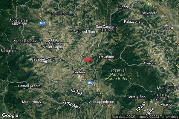 Lieve Terremoto M2.2 epicentro 7 km N Proceno (VT) alle 11:07:57 (09:07:57 UTC)