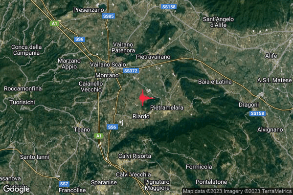 Lieve Terremoto M2.0 epicentro 2 km NE Riardo (CE) alle 09:39:36 (07:39:36 UTC)