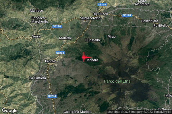 Lieve Terremoto M2.1 epicentro 6 km SE Maletto (CT) alle 16:49:37 (14:49:37 UTC)