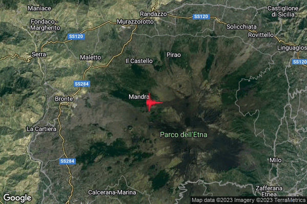 Debole Terremoto M2.7 epicentro 9 km SE Maletto (CT) alle 18:27:32 (16:27:32 UTC)