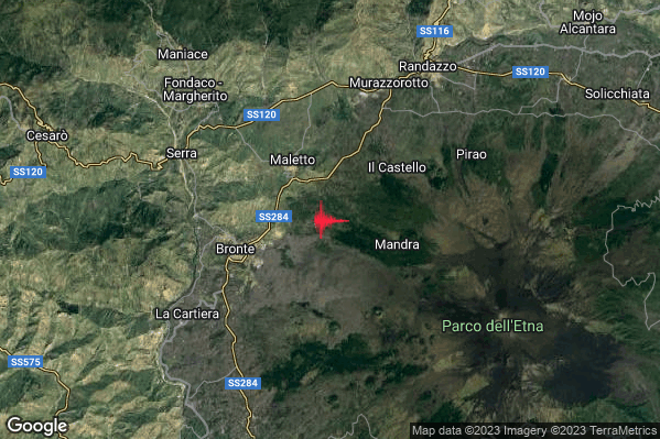 Lieve Terremoto M2.0 epicentro 4 km SE Maletto (CT) alle 09:10:23 (07:10:23 UTC)