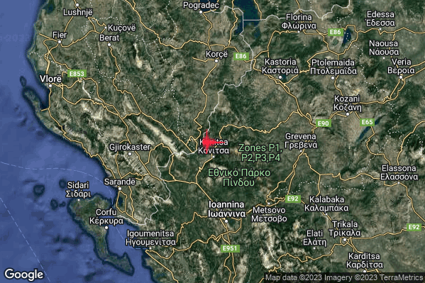 Distinto Terremoto M4.1 epicentro Confine Grecia-Albania (GRECIA ALBANIA) alle 08:17:52 (06:17:52 UTC)