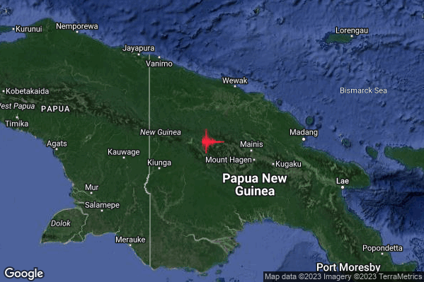 Violento Terremoto M5.8 epicentro New Guinea Papua New Guinea [Land: Papua New Guinea] alle 17:03:18 (15:03:18 UTC)