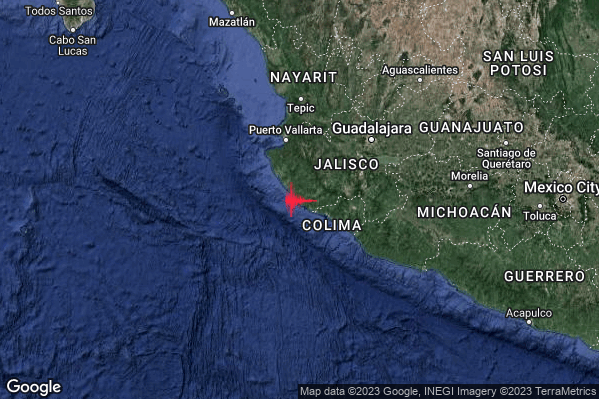 Violento Terremoto M5.9 epicentro Near coast of Jalisco Mexico [Land: Mexico] alle 17:53:26 (15:53:26 UTC)