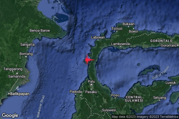 Violento Terremoto M6.1 epicentro Minahassa Peninsula Sulawesi Indonesia [Sea: Indonesia] alle 16:43:25 (14:43:25 UTC)