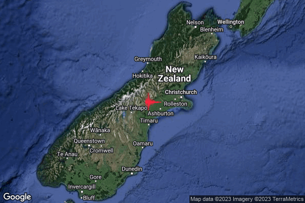 Violento Terremoto M5.8 epicentro South Island New Zealand [Land: New Zealand] alle 23:14:50 (21:14:50 UTC)