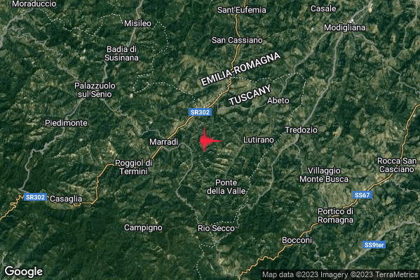 Lieve Terremoto M2.1 epicentro 4 km E Marradi (FI) alle 09:48:51 (07:48:51 UTC)