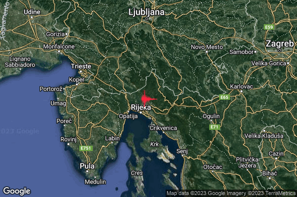 Lieve Terremoto M2.0 epicentro Confine Slovenia-Croazia (SLOVENIA CROAZIA) alle 18:02:37 (16:02:37 UTC)