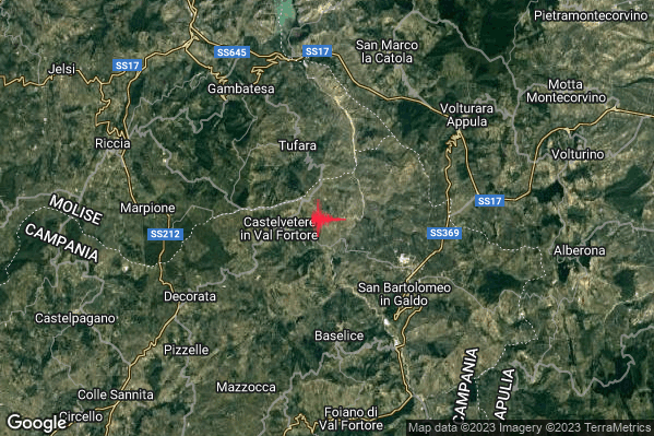 Lieve Terremoto M2.0 epicentro 2 km E Castelvetere in Val Fortore (BN) alle 06:03:56 (04:03:56 UTC)