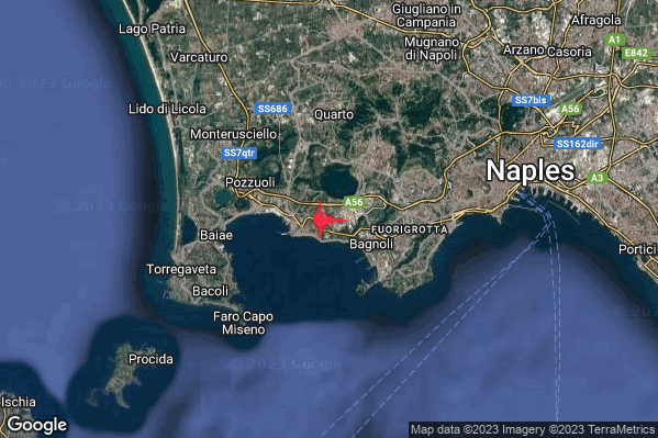 Debole Terremoto M2.5 epicentro Campi Flegrei alle 11:02:00 (09:02:00 UTC)