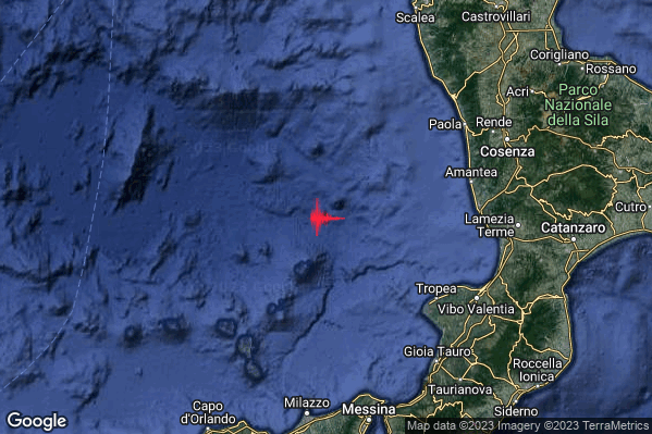 Debole Terremoto M2.6 epicentro Tirreno Meridionale (MARE) alle 18:07:59 (16:07:59 UTC)