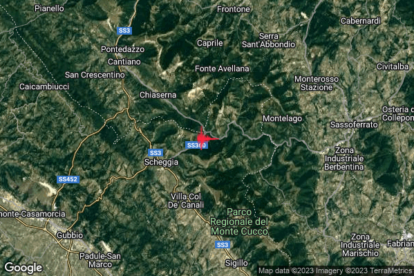 Lieve Terremoto M2.0 epicentro 4 km E Scheggia e Pascelupo (PG) alle 02:51:23 (00:51:23 UTC)