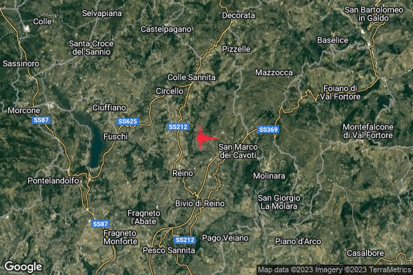 Lieve Terremoto M2.0 epicentro 3 km W San Marco dei Cavoti (BN) alle 11:33:49 (09:33:49 UTC)