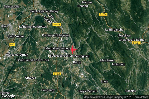 Lieve Terremoto M2.1 epicentro France alle 11:52:02 (09:52:02 UTC)