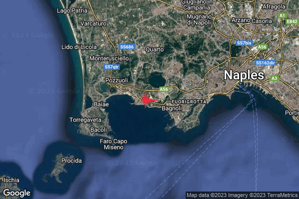 Lieve Terremoto M2.1 epicentro Campi Flegrei alle 05:06:29 (03:06:29 UTC)