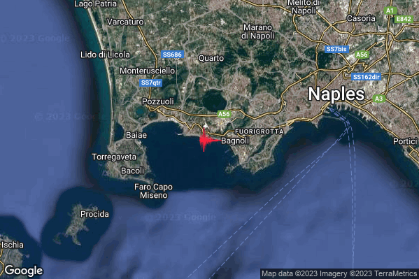 Debole Terremoto M2.5 epicentro Campi Flegrei alle 11:16:18 (09:16:18 UTC)