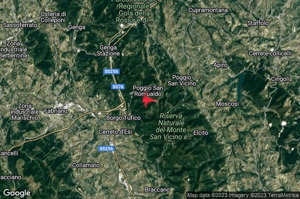 Lieve Terremoto M2.0 epicentro 4 km SW Poggio San Vicino (MC) alle 16:21:46 (14:21:46 UTC)