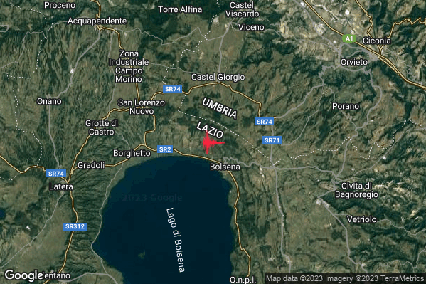 Lieve Terremoto M2.2 epicentro 2 km NW Bolsena (VT) alle 19:55:49 (17:55:49 UTC)