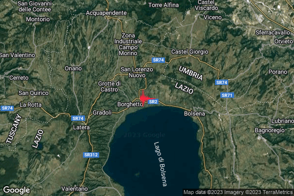 Lieve Terremoto M2.1 epicentro 3 km SE San Lorenzo Nuovo (VT) alle 03:06:47 (01:06:47 UTC)