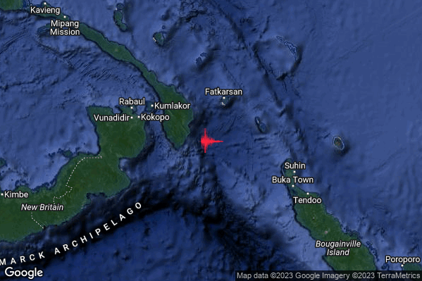 Severo Terremoto M5.6 epicentro Papua New Guinea [Sea] alle 03:19:33 (01:19:33 UTC)