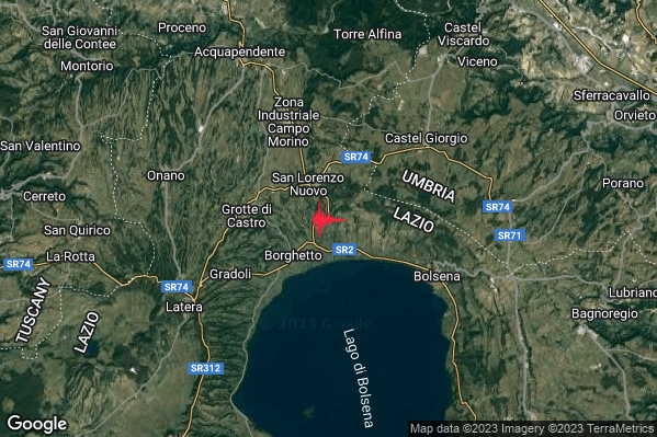 Lieve Terremoto M2.0 epicentro 2 km SE San Lorenzo Nuovo (VT) alle 16:27:12 (14:27:12 UTC)
