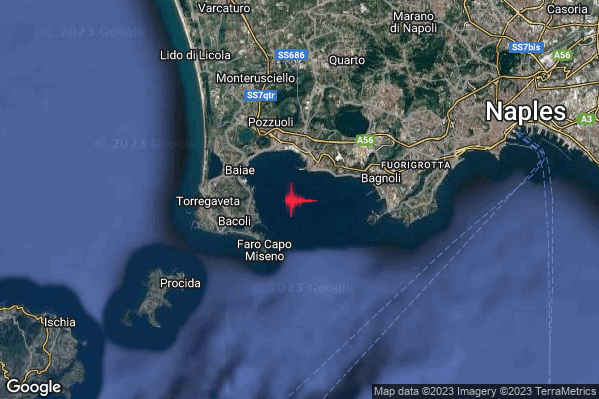 Lieve Terremoto M2.0 epicentro Campi Flegrei alle 03:46:48 (01:46:48 UTC)