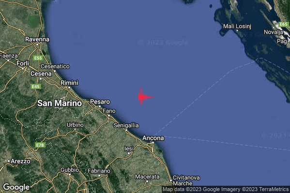 Lieve Terremoto M2.2 epicentro Costa Marchigiana Anconetana (Ancona) alle 12:33:25 (10:33:25 UTC)