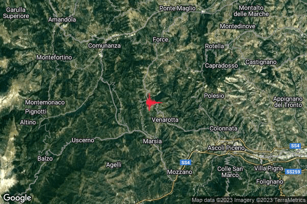 Debole Terremoto M2.4 epicentro 1 km E Palmiano (AP) alle 03:20:13 (01:20:13 UTC)