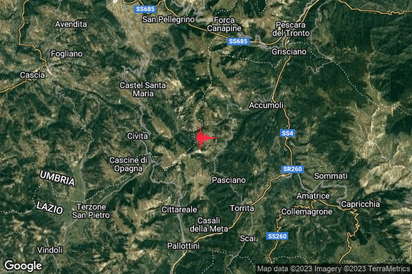Lieve Terremoto M2.1 epicentro 6 km W Accumoli (RI) alle 11:38:14 (09:38:14 UTC)