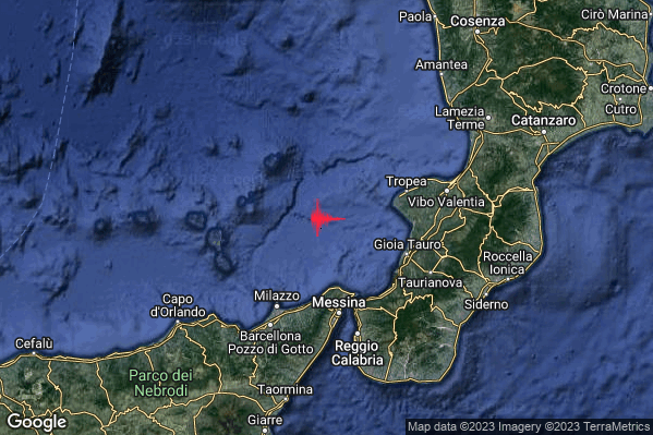 Lieve Terremoto M2.2 epicentro Tirreno Meridionale (MARE) alle 16:07:59 (14:07:59 UTC)
