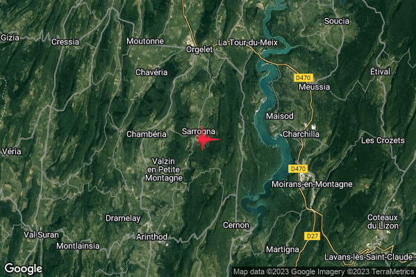 Lieve Terremoto M2.2 epicentro France alle 05:04:45 (03:04:45 UTC)