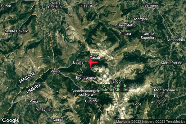 Lieve Terremoto M2.0 epicentro 3 km E Ussita (MC) alle 15:47:07 (13:47:07 UTC)