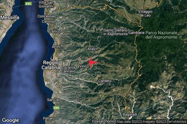 Leggero Terremoto M3.1 epicentro 4 km NW Cardeto (RC) alle 07:11:00 (05:11:00 UTC)