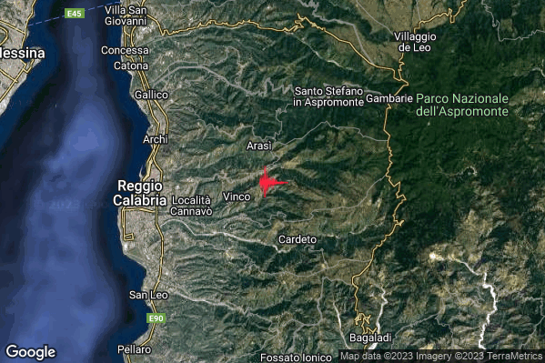 Lieve Terremoto M2.2 epicentro 4 km NW Cardeto (RC) alle 14:21:39 (12:21:39 UTC)