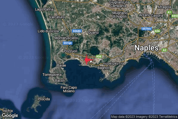 Debole Terremoto M2.6 epicentro Campi Flegrei alle 10:46:54 (08:46:54 UTC)