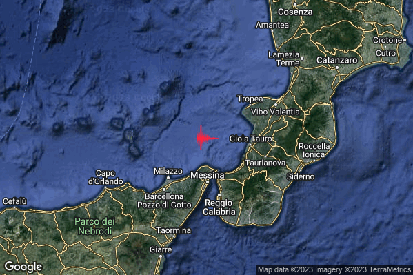 Debole Terremoto M2.4 epicentro Tirreno Meridionale (MARE) alle 12:20:35 (10:20:35 UTC)