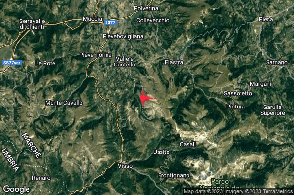Lieve Terremoto M2.0 epicentro 5 km SE Fiordimonte (MC) alle 20:56:38 (18:56:38 UTC)