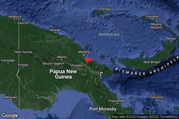 Estremo Terremoto M6.7 epicentro Papua New Guinea [Land] alle 10:34:27 (08:34:27 UTC)