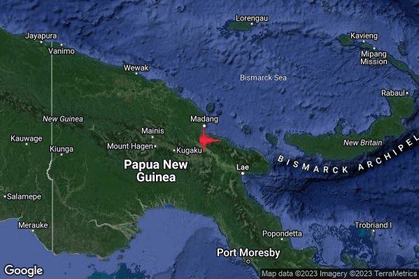 Violento Terremoto M5.9 epicentro Papua New Guinea [Land] alle 15:10:43 (13:10:43 UTC)