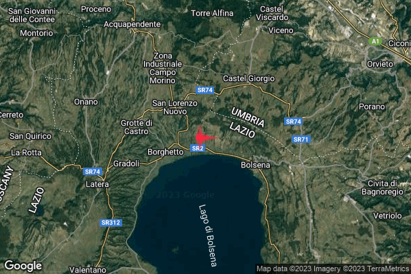 Lieve Terremoto M2.0 epicentro 3 km SE San Lorenzo Nuovo (VT) alle 15:28:54 (13:28:54 UTC)