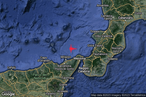 Lieve Terremoto M2.2 epicentro Tirreno Meridionale (MARE) alle 04:20:42 (02:20:42 UTC)