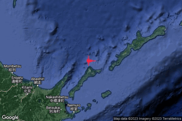 Violento Terremoto M5.7 epicentro Conflict zone Japan/Russia [Sea] alle 07:09:39 (05:09:39 UTC)