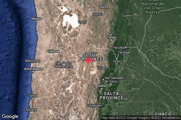 Violento Terremoto M5.8 epicentro Jujuy Province Argentina [Land: Argentina] alle 12:01:29 (10:01:29 UTC)