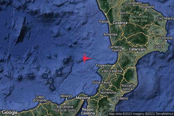 Lieve Terremoto M2.0 epicentro Tirreno Meridionale (MARE) alle 06:43:17 (04:43:17 UTC)